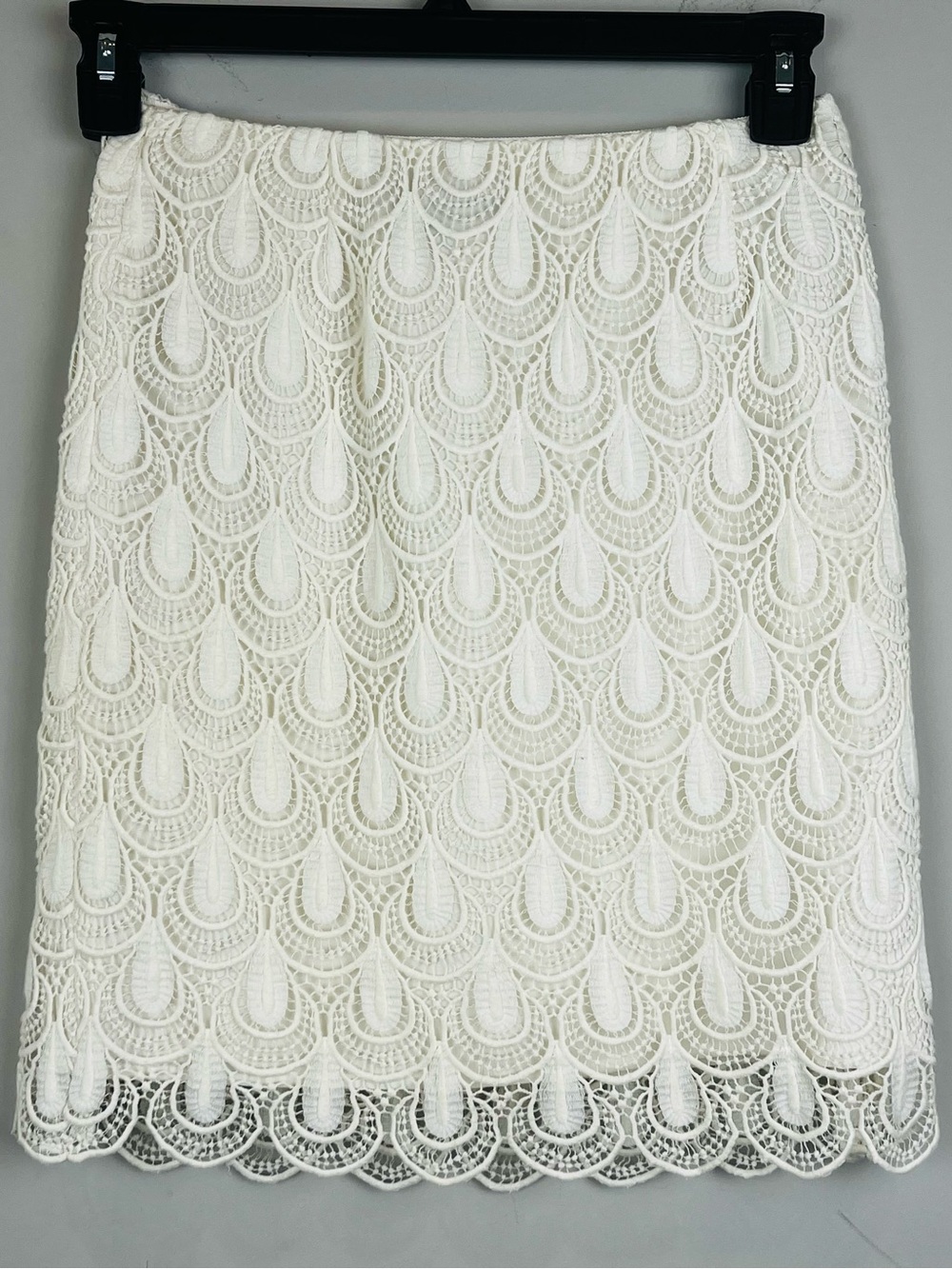Cynthia Steffe Cream Teardrop Crochet Lace Mini Pencil Skirt Size 0